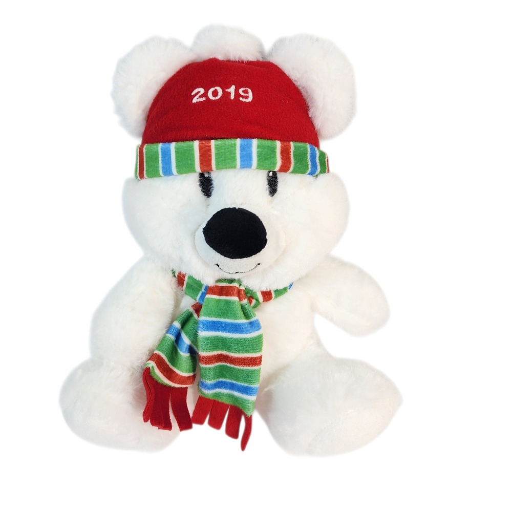 American Greetings 2019 Plush Polar Bear Holiday Christmas‎ Stuffed Animal Toy